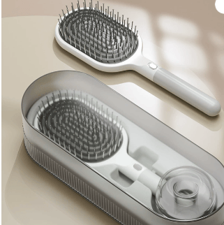 Darrahopens Health & Beauty > Massage & Relaxation > Massagers White Premium Self-Cleaning Hair Brush Set with Stand - Anti-Static Detangling & Scalp Massage Paddle Brush