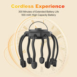 Darrahopens Health & Beauty > Massage & Relaxation > Massagers Wireless Octopus Head Massager – 8-Point Vibration Therapy, 360° Scalp Relief, Rechargeable with 3 Modes for Stress & Insomnia Relief (Black)