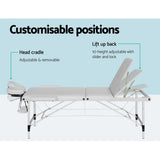 Darrahopens Health & Beauty > Massage Zenses Massage Table 3 Fold Aluminium 65CM Width Portable Therapy Beauty Bed
