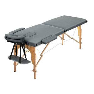 Darrahopens Health & Beauty > Massage Zenses Massage Table 56CM Width 2Fold Portable Wooden Therapy Beauty Bed Grey