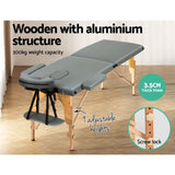 Darrahopens Health & Beauty > Massage Zenses Massage Table 56CM Width 2Fold Portable Wooden Therapy Beauty Bed Grey