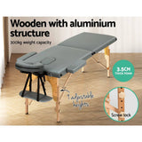 Darrahopens Health & Beauty > Massage Zenses Massage Table 56CM Width 2Fold Portable Wooden Therapy Beauty Bed Grey