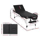 Darrahopens Health & Beauty > Massage Zenses Massage Table 65CM Width 3 Fold Aluminium Portable Beauty Bed Black