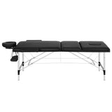Darrahopens Health & Beauty > Massage Zenses Massage Table 65CM Width 3 Fold Aluminium Portable Beauty Bed Black