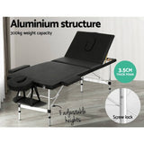 Darrahopens Health & Beauty > Massage Zenses Massage Table 65CM Width 3 Fold Aluminium Portable Beauty Bed Black
