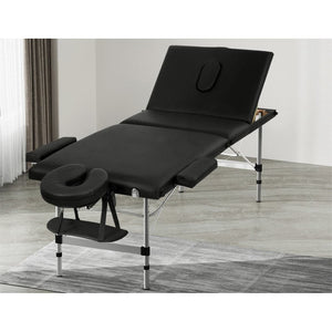 Darrahopens Health & Beauty > Massage Zenses Massage Table 65CM Width 3 Fold Aluminium Portable Beauty Bed Black