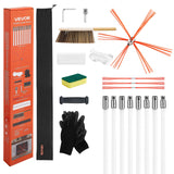 Darrahopens Health & Beauty > Nutrition & Supplements > Vitamins & Supplements VEVOR Chimney Sweep Kit, 8m Maximum Extendable Length Chimney Brush, Chimneys Cleaning Kit with Bristle Replacements & Goggles, 90° Bendable Fireplace Cleaning Tool, for Square, Rectangle Chimneys