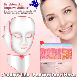 Darrahopens Health & Beauty > Personal Care 7-Color LED Light Photon Face Mask Neck Rejuvenation Skin Facial Wrinkle Therapy