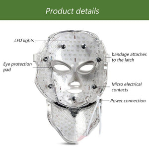 Darrahopens Health & Beauty > Personal Care 7-Color LED Light Photon Face Mask Neck Rejuvenation Skin Facial Wrinkle Therapy