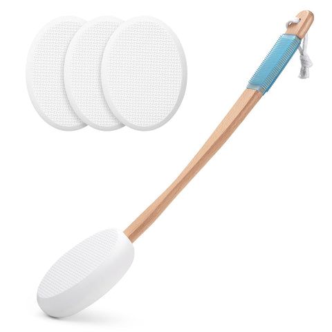 Darrahopens Health & Beauty > Personal Care > Back Care Long Handle Bath Gentle Body Scrubber Set - Non-Slip Grip Back Brush with 4 EVA Exfoliating Sponge Heads