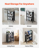 Darrahopens Health & Beauty > Personal Care > Back Care VEVOR Rolling Library Book Cart, 150 kg Capacity, 77 x 38 x 122 cm Library Cart, Single Sided L-Shaped Shelves with 76.2 mm Lockable Wheels, Book Truck for Home Shelves Office and School, Black