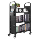 Darrahopens Health & Beauty > Personal Care > Back Care VEVOR Rolling Library Book Cart, 150 kg Capacity, 77 x 38 x 122 cm Library Cart, Single Sided L-Shaped Shelves with 76.2 mm Lockable Wheels, Book Truck for Home Shelves Office and School, Black
