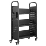 Darrahopens Health & Beauty > Personal Care > Back Care VEVOR Rolling Library Book Cart, 150 kg Capacity, 77 x 38 x 122 cm Library Cart, Single Sided L-Shaped Shelves with 76.2 mm Lockable Wheels, Book Truck for Home Shelves Office and School, Black