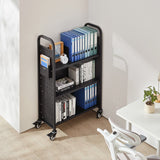 Darrahopens Health & Beauty > Personal Care > Back Care VEVOR Rolling Library Book Cart, 150 kg Capacity, 77 x 38 x 122 cm Library Cart, Single Sided L-Shaped Shelves with 76.2 mm Lockable Wheels, Book Truck for Home Shelves Office and School, Black