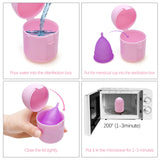 Darrahopens Health & Beauty > Personal Care > Feminine Sanitary Supplies 2PCS Reusable Medical Grade Silicone Menstrual Cup(XS Size) & 2PCS Matching Sterilizer Box - Microwave Safe Disinfector Case, Heat Resistant 130°C (Purple Set)