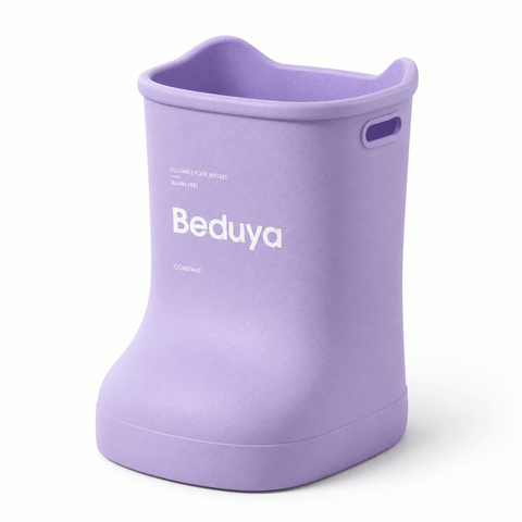 EVA Foot Soaking Bucket with Massage Bottom, Deep Calf Foot Bath Tub for Home Spa, Insulated Warm Foot Soak Basin with Handles, Lightweight Portable Foot Spa Bucket for Adults (Lavender Purple)