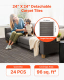 Darrahopens Health & Beauty > Personal Care > Foot Care VEVOR Carpet Tiles Reusable 610x610 mm, 24 PCS Modular Carpet Square Rug, Commercial Floor Soft Padded for Seamless Cover 8.9㎡, Easy DIY Replacement for Living Room Bedroom Office Indoor, Dark Brown