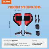Darrahopens Health & Beauty > Personal Care > Foot Care VEVOR Tree Climbing Spikes, 1 Pair Aluminum Climbing Spurs, 350lbs Load Capacity Tree Climbing Gear with Straps and Spike Protectors, Arborist Equipment for Climbers, Hunting, Fruit Picking, Red