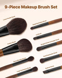Darrahopens Health & Beauty > Personal Care > Lotions & Moisturisers VEVOR 9-Piece Makeup Brush Set for Foundation Blending Eyeshadow, Professional Makeup Brush Kit with Soft Natural Wool & Vegan Synthetic Bristles, Ergonomic Wood Handle, Travel-Friendly Storage Bag