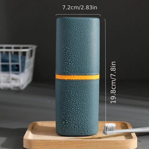 Darrahopens Health & Beauty > Personal Care > Oral Care 1pc Portable Toothbrush Holder Box, Multi-functional Travel Toothbrush Storage Case, Mouthwash Cup and Toothbrush Container.dark blue