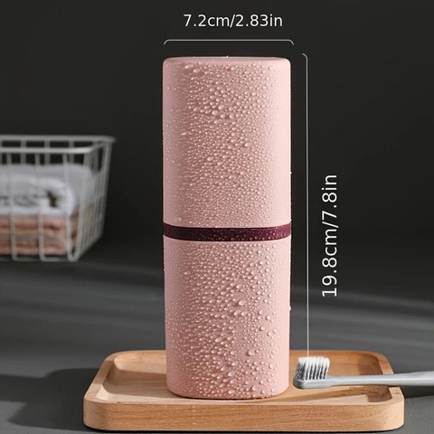 Darrahopens Health & Beauty > Personal Care > Oral Care 1pc Portable Toothbrush Holder Box, Multi-functional Travel Toothbrush Storage Case, Mouthwash Cup and Toothbrush Container.PINK