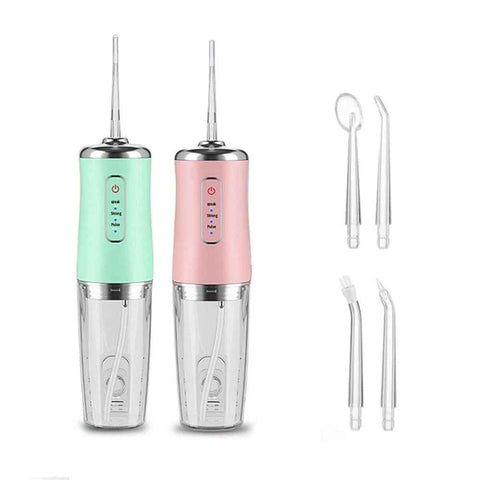 Darrahopens Health & Beauty > Personal Care > Oral Care 2pcs Water Dental Flosser Electric Water Cordless Cordless Teeth Cleaner for Home Travel -Green and Pink