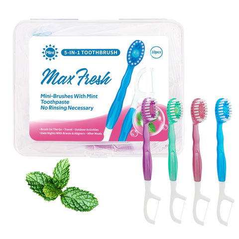 Darrahopens Health & Beauty > Personal Care > Oral Care 4-in-1 Disposable Travel Toothbrush with Flavor Burst Bead(Mixed flavors)