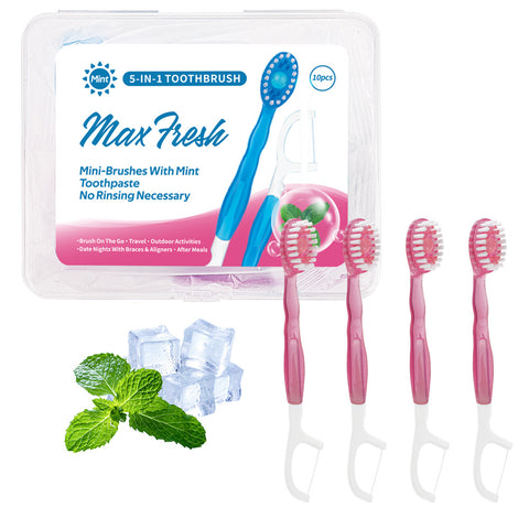 Darrahopens Health & Beauty > Personal Care > Oral Care 4-in-1 Disposable Travel Toothbrush with Flavor Burst Bead(Peach flavor)
