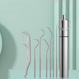 Darrahopens Health & Beauty > Personal Care > Oral Care 8Pcs Stainless Steel Toothpick Set Metal Flossing Portable Toothpick Box Holder