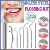 Darrahopens Health & Beauty > Personal Care > Oral Care 8Pcs Stainless Steel Toothpick Set Metal Flossing Portable Toothpick Box Holder