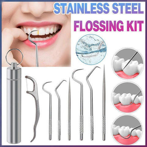Darrahopens Health & Beauty > Personal Care > Oral Care 8Pcs Stainless Steel Toothpick Set Metal Flossing Portable Toothpick Box Holder