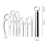 Darrahopens Health & Beauty > Personal Care > Oral Care 8Pcs Stainless Steel Toothpick Set Metal Flossing Portable Toothpick Box Holder