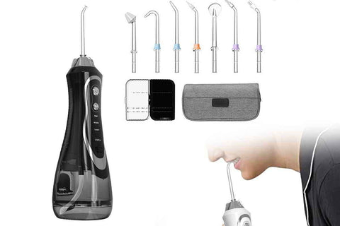 Darrahopens Health & Beauty > Personal Care > Oral Care Cordless Electric Water Flosser Dental Oral Irrigator Water Teeth Cleaner Picks for Home Travel with 7 Jet Tips Dental Care -Black