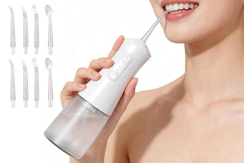 Darrahopens Health & Beauty > Personal Care > Oral Care Cordless Rechargeable Portable Water Flosser for Teeth Gums Braces Care and Travel with 8 Flossing Tips
