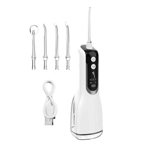 Darrahopens Health & Beauty > Personal Care > Oral Care Cordless Water Flosser Teeth Cleaner 300ML Dental Flosser with 4 Jet Tips -White