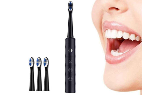 Darrahopens Health & Beauty > Personal Care > Oral Care Electric Toothbrush for Adults Powerful Sonic Toothbrush 6 Modes with 4 Replacement Brush Heads - Black