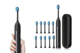 Darrahopens Health & Beauty > Personal Care > Oral Care Electric Toothbrush with 10 Brush Heads and Travel Case Rechargeable Toothbrush Sets -Black