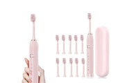 Darrahopens Health & Beauty > Personal Care > Oral Care Electric Toothbrush with 10 Brush Heads and Travel Case Rechargeable Toothbrush Sets -Pink