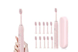 Darrahopens Health & Beauty > Personal Care > Oral Care Electric Toothbrush with 10 Brush Heads and Travel Case Rechargeable Toothbrush Sets -Pink