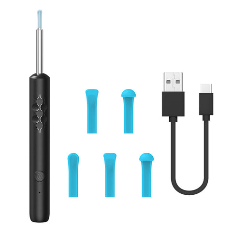 Darrahopens Health & Beauty > Personal Care > Oral Care Smart Visual Ear Cleaner with HD WiFi Camera - Gentle Silicone Tips, USB-C Rechargeable Otoscope for Safe Ear Wax Removal(Black low-level version)