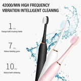 Darrahopens Health & Beauty > Personal Care > Oral Care Sonic Electric Toothbrush Set with 4 Replacement Heads and USB Charging Cable, White