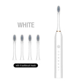 Darrahopens Health & Beauty > Personal Care > Oral Care Sonic Electric Toothbrush Set with 4 Replacement Heads and USB Charging Cable, White