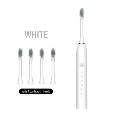 Darrahopens Health & Beauty > Personal Care > Oral Care Sonic Electric Toothbrush Set with 4 Replacement Heads and USB Charging Cable, White