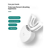Darrahopens Health & Beauty > Personal Care > Oral Care Ultrasonic U-Shaped Toothbrush for Teeth Whitening, Electric Toothbrush For Adults - 360° Mouth Cleansing, Hands Free Gums Protection - Wireless Charging & LED Light -Waterproof white+Base