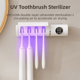 Darrahopens Health & Beauty > Personal Care > Oral Care White 4-Slot Compact UV Toothbrush Sanitizer with Turbo Drying Fan & LCD Display - Anti-Dust Toothbrush Holder, 10-Minute One-Touch Deep Clean