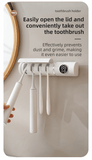 Darrahopens Health & Beauty > Personal Care > Oral Care White 4-Slot Compact UV Toothbrush Sanitizer with Turbo Drying Fan & LCD Display - Anti-Dust Toothbrush Holder, 10-Minute One-Touch Deep Clean