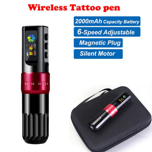 Darrahopens Health & Beauty > Personal Care Red Wireless Tattoo Pen Rotary Machine Adjustable Stroke Gun OLED Screen Fast charge