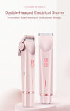 Darrahopens Health & Beauty > Shaving & Hair Removal > Hair Removal 2-in-1 Electric Lady Shaver & Bikini Trimmer Dual Head Waterproof Wet & Dry Body Hair Remover Cordless Razor for Face Legs Underarms Pink