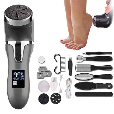 Darrahopens Health & Beauty > Shaving & Hair Removal > Hair Removal Electric Callus Remover for Feet Water-resistant 2 Speeds Pedicure Kit -Black and 12pcs kit