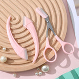 Darrahopens Health & Beauty > Shaving & Hair Removal > Hair Removal Eyebrow Trimmer - Eyebrow Trimmer for Women - Pink Eyebrow Trimming Set - Scissors with Comb - Safety Razor - Suitable for Daytime Skin Care